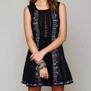 Free People Water Lily Mirror Accent Embroidered Dress